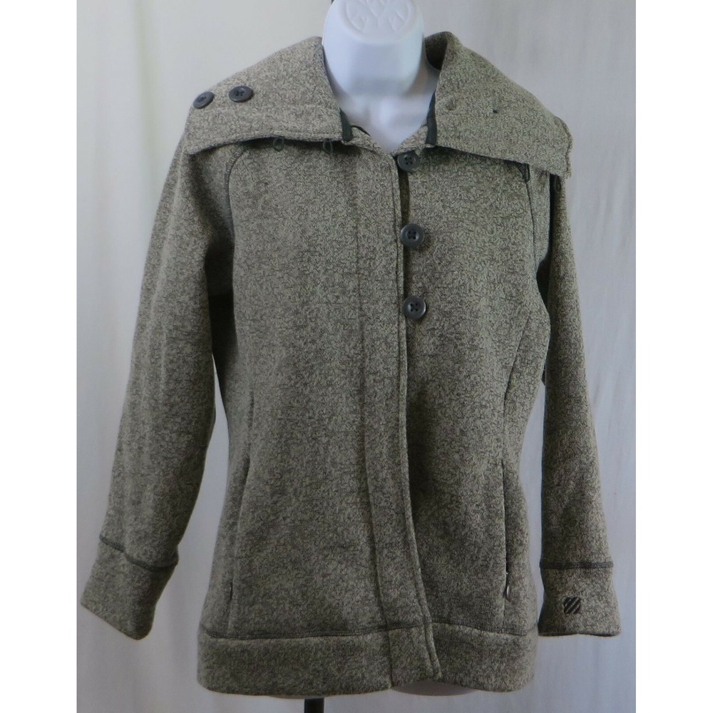 Womans West Marine Seaside Sweater Jacket Zip Front Tunic Buttons Size Med